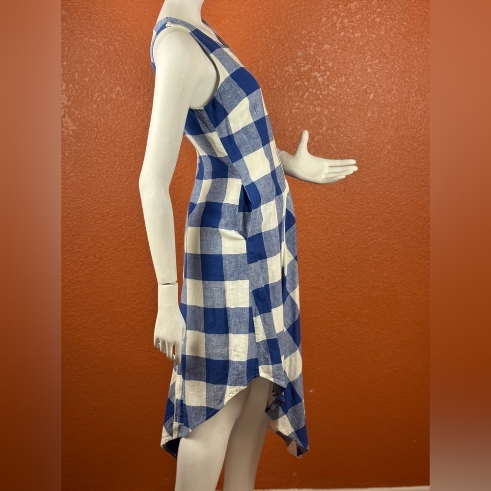 Maeve Blue and White Asymmetrical Wrap Sundress Size XSP. A14 - Picture 9 of 16